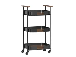 SoBuy Servierwagen<Servierwagen mit 3 Etagen Teewagen Küchenwagen 50x86x32cm SVW23-SCH