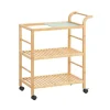 Clearance SoBuy Servierwagen mit Rollen Küchenwagen Küchenregal Natur 65x80x35cm SVW24-N