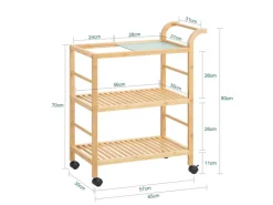 Clearance SoBuy Servierwagen mit Rollen Küchenwagen Küchenregal Natur 65x80x35cm SVW24-N
