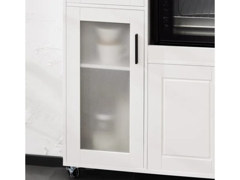 Hot SoBuy Sideboard auf Rollen Küchenwagen Mikrowellenschrank Rollwagen FSB78-W