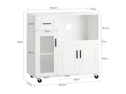 Hot SoBuy Sideboard auf Rollen Küchenwagen Mikrowellenschrank Rollwagen FSB78-W