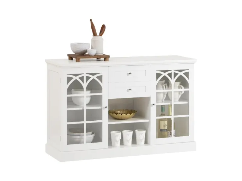 SoBuy Sideboard Küchenschrank Kommode Flurschrank Buffet Weiß FSB79-W< Küchenschränke
