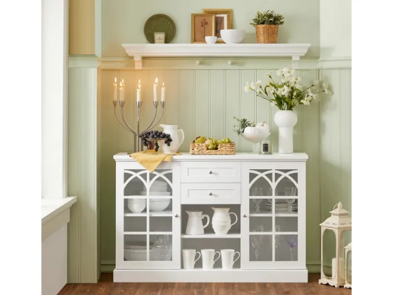 SoBuy Sideboard Küchenschrank Kommode Flurschrank Buffet Weiß FSB79-W< Küchenschränke