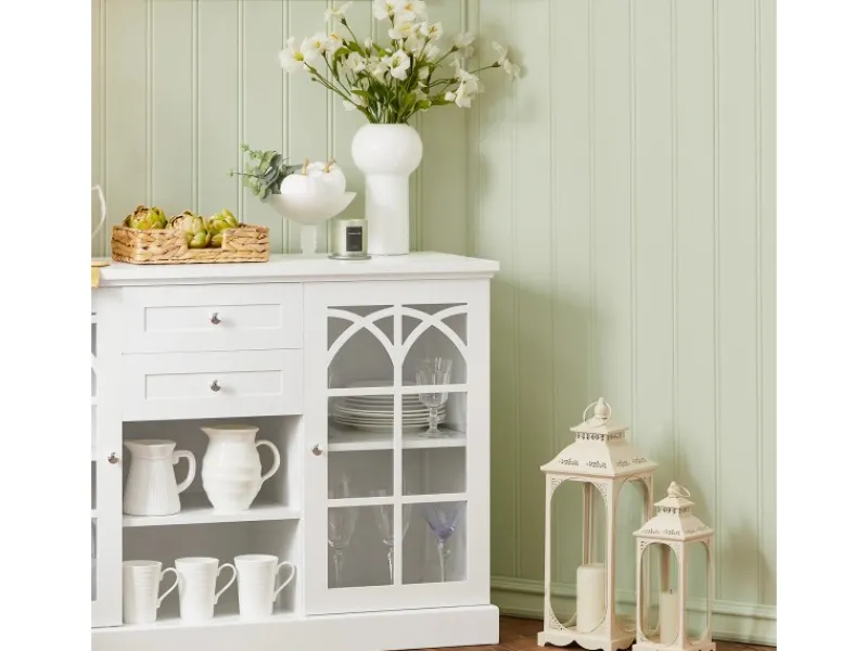 SoBuy Sideboard Küchenschrank Kommode Flurschrank Buffet Weiß FSB79-W< Küchenschränke