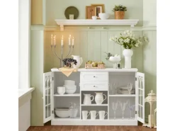 SoBuy Sideboard Küchenschrank Kommode Flurschrank Buffet Weiß FSB79-W< Küchenschränke