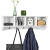 SoBuy Wandgarderobe mit 5 Haken Holzwerkstoff Weiß FRG48-L-W< Küchenregale