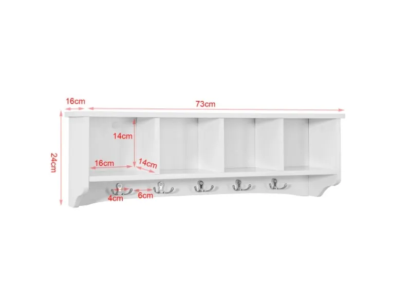 SoBuy Wandgarderobe mit 5 Haken Holzwerkstoff Weiß FRG48-L-W< Küchenregale