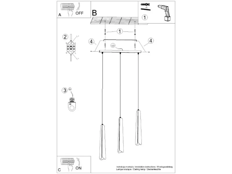 Hot Sollux Lighting Hängeleuchte Prysm 3L Weiß