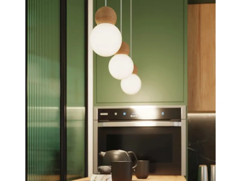 Sollux Lighting Hängeleuchte Pekka 3P Weiß/Naturfarbenes Holz< Kücheninseln