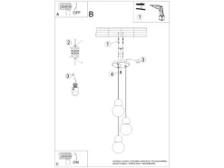 Sollux Lighting Hängeleuchte Pekka 3P Weiß/Naturfarbenes Holz< Kücheninseln