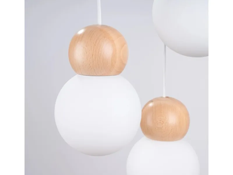 Sollux Lighting Hängeleuchte Pekka 3P Weiß/Naturfarbenes Holz< Kücheninseln