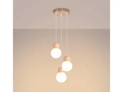 Sollux Lighting Hängeleuchte Pekka 3P Weiß/Naturfarbenes Holz< Kücheninseln