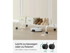 Songmics Wäschetrockner<Kleiderständer mit Rollen 52,5 cm x 103,5 cm x 155 cm Weiß