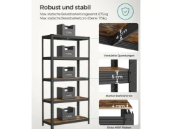 Songmics Küchenregale<Lagerregal 40 cm x 90 cm x 180 cm Braun-Schwarz