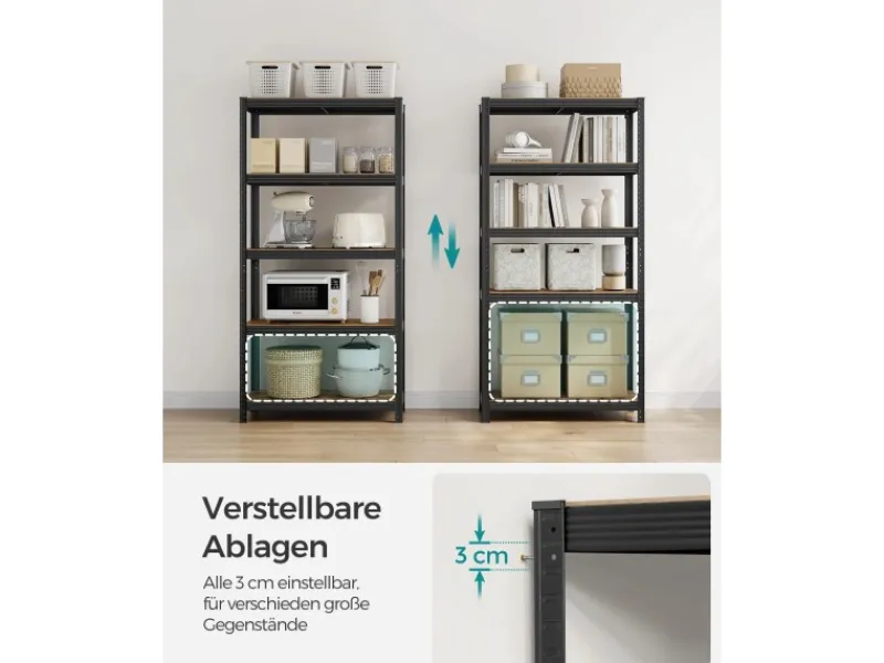 Songmics Küchenregale<Lagerregal 40 cm x 90 cm x 180 cm Braun-Schwarz