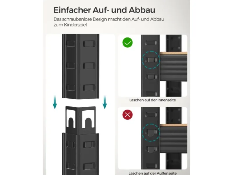 Songmics Küchenregale<Lagerregal 40 cm x 90 cm x 180 cm Braun-Schwarz