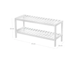 Songmics Küchenregale<Schuhregal Bambus 26 cm x 70 cm x 33 cm Weiß