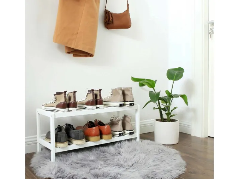 Songmics Küchenregale<Schuhregal Bambus 26 cm x 70 cm x 33 cm Weiß