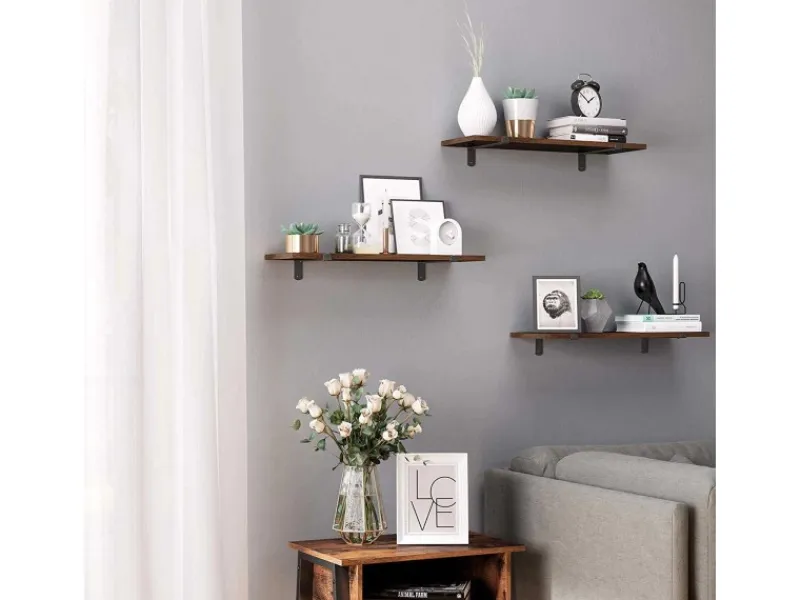 Hot Songmics Schweberegal 60 cm x 20 cm x 7 cm Braun-Schwarz