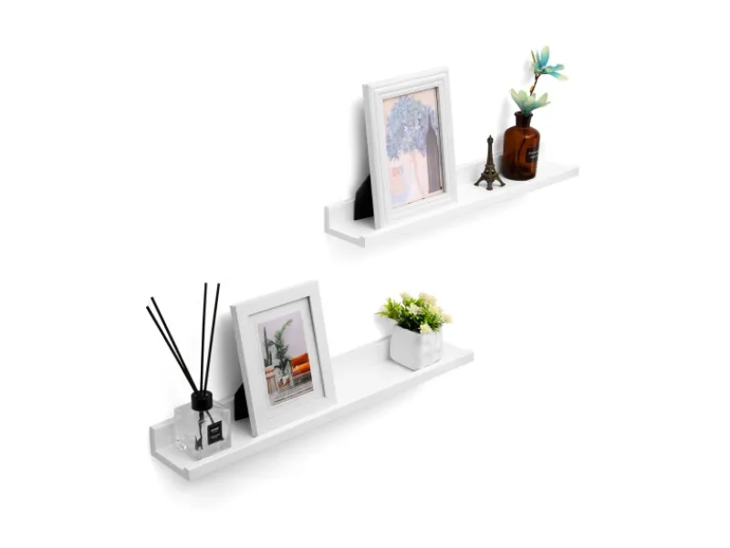 New Songmics Schweberegal 2er Set 10 cm x 60 cm Weiß