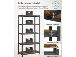 Online Songmics Standregal 50 cm x 100 cm x 200 cm Braun-Schwarz