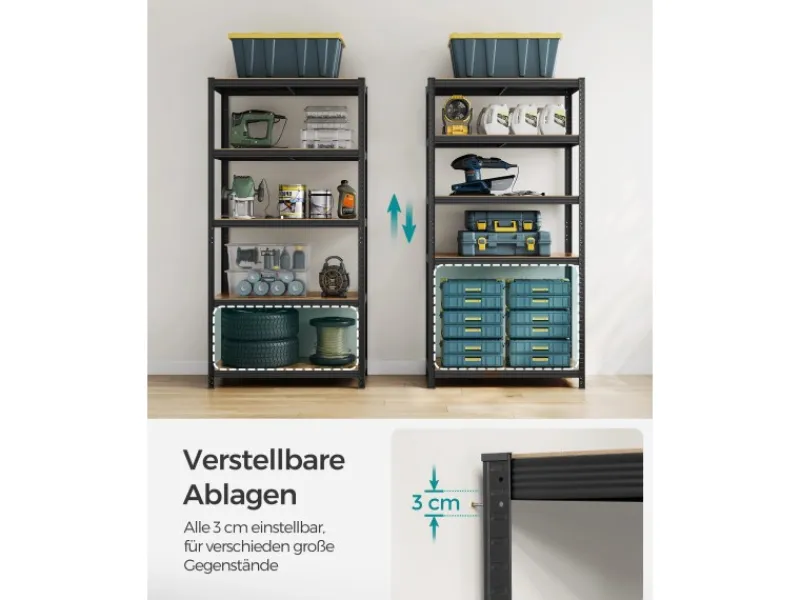 Online Songmics Standregal 50 cm x 100 cm x 200 cm Braun-Schwarz
