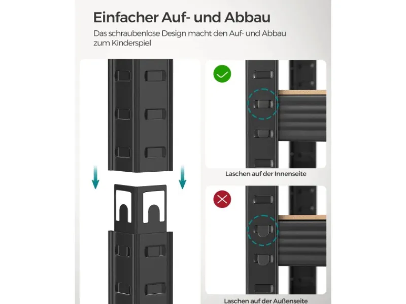 Online Songmics Standregal 50 cm x 100 cm x 200 cm Braun-Schwarz