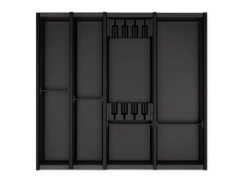 SOTECH Cuisio Besteckeinsatz 55mm Höhe Transluzent Anthrazit mit Messerblock Für Blum Legrabox 473mm Korpusbreite 600mm