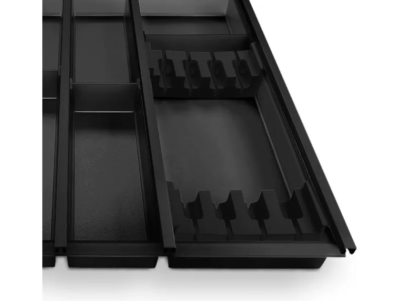 Online SOTECH Cuisio Besteckeinsatz Höhe 55mm Transluzent Anthrazit mit Messerblock Für Blum Legrabox 473mm Korpusbreite 900mm