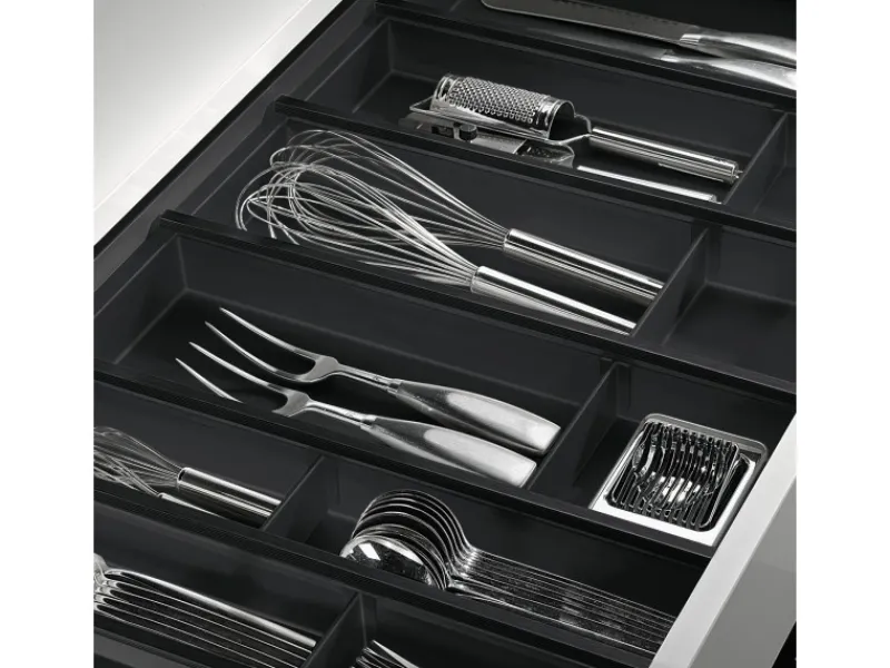Online SOTECH Cuisio Besteckeinsatz Höhe 55mm Transluzent Anthrazit mit Messerblock Für Blum Legrabox 473mm Korpusbreite 1200mm