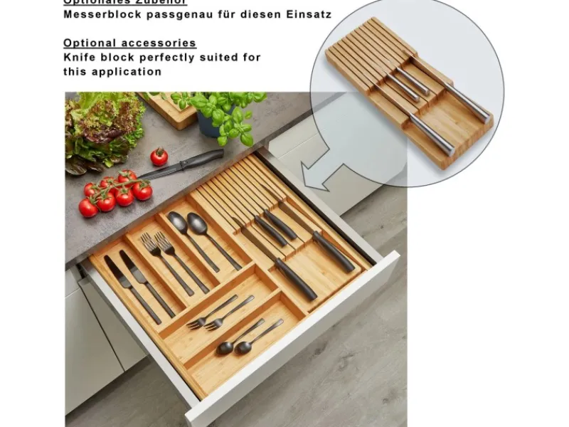 Clearance SOTECH ORGA-BOX 3 Bambus Besteckeinsatz Für 60er Schublade 473x497x56 mm mit 6 Fächer Für Nobilia Küchen Ab August 2012