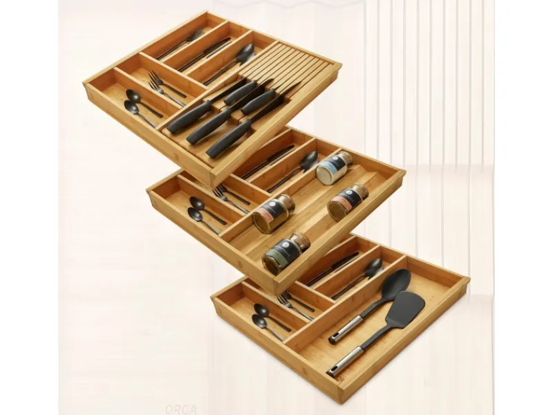 Clearance SOTECH ORGA-BOX 3 Bambus Besteckeinsatz Für 60er Schublade 473x497x56 mm mit 6 Fächer Für Nobilia Küchen Ab August 2012