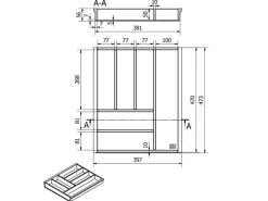 SOTECH ORGA-BOX 3 Bambus Besteckeinsatz Für 50er Schublade 473x397x56 mm mit 6 Fächer Für Nobilia Küchen Ab August 2012< Besteckkästen
