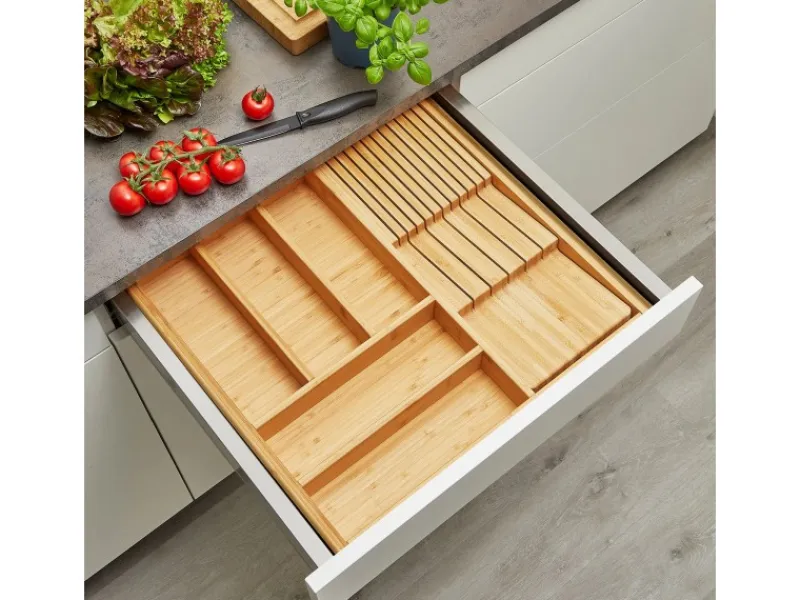 SOTECH Besteckkästen<Orga-Box-1 Bambus Besteckeinsatz 6 Fächer Für Blum Tandembox Antaro Schubladen 519x473x56 mm im 60er Schrank