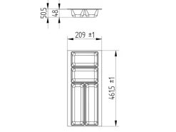 SOTECH ORGA-BOX-2 Besteckeinsatz Tiefe 462 mm Höhe 50,5 mm Für Nobilia Küchen Canvas Struktur Breite 209 mm< Besteckkästen