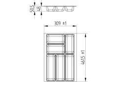 SOTECH Besteckkästen<ORGA-BOX-2 Besteckeinsatz Tiefe 462 mm Höhe 50,5 mm Für Nobilia Küchen Canvas Struktur Breite 309 mm