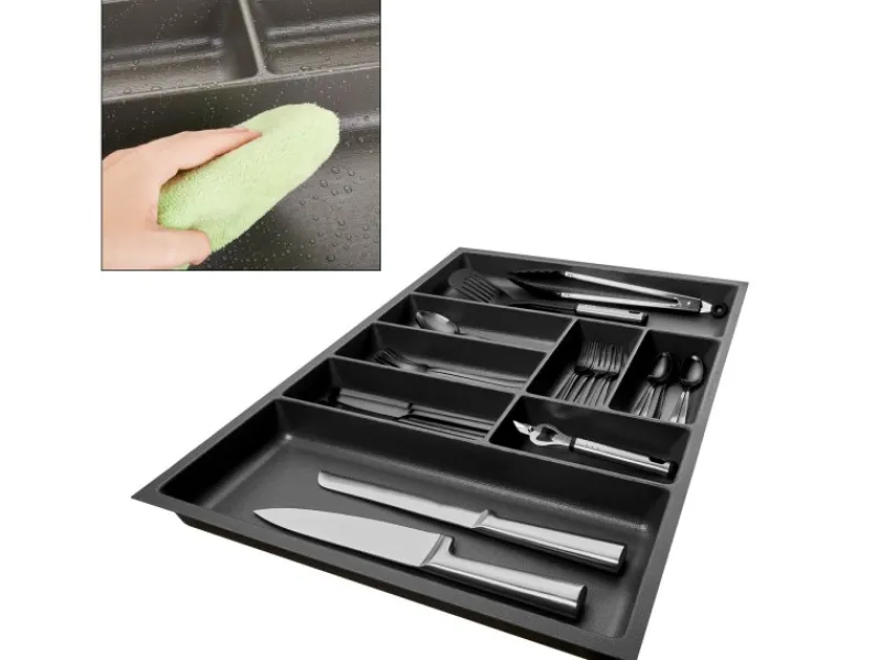 SOTECH ORGA-BOX-2 Besteckeinsatz Tiefe 462 mm Höhe 50,5 mm Für Nobilia Küchen Canvas Struktur Breite 709 mm< Besteckkästen