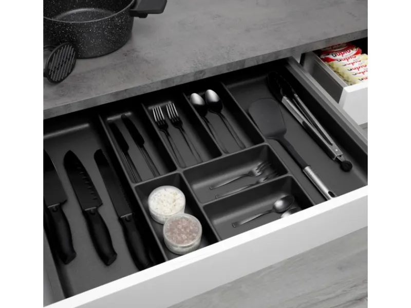 SOTECH ORGA-BOX-2 Besteckeinsatz Tiefe 462 mm Höhe 50,5 mm Für Nobilia Küchen Canvas Struktur Breite 709 mm< Besteckkästen