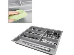 Best SOTECH ORGA-BOX-2 Besteckeinsatz Tiefe 462 mm Höhe 50,5 mm Für Nobilia Küchen Canvas Struktur Breite 409 mm Silbergrau