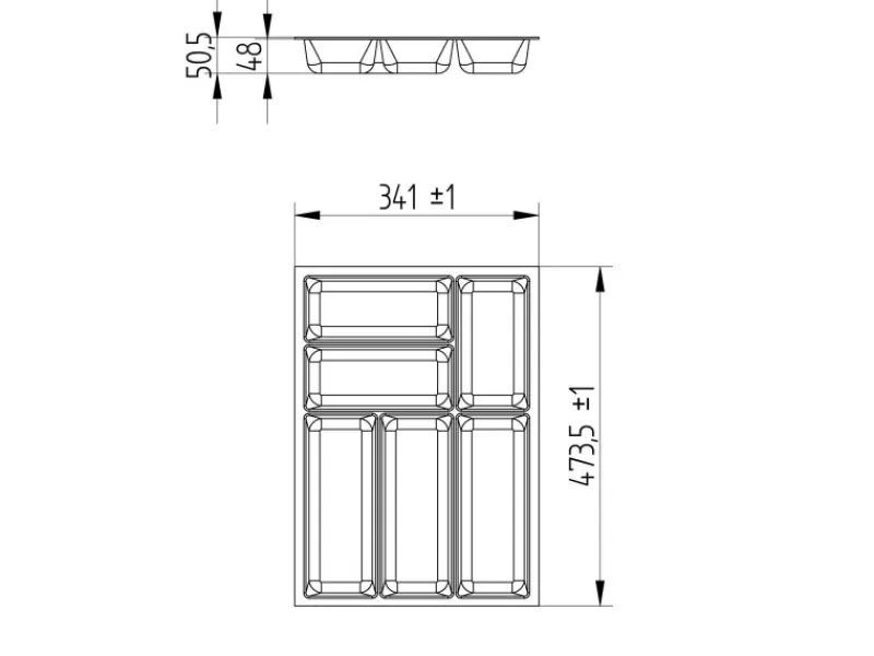 Online SOTECH ORGA-BOX-3 Besteckeinsätze Tiefe 473 mm Höhe 50,5 mm Schubladeneinsätze Breite 341 mm Anthrazit