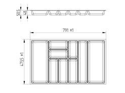 SOTECH ORGA-BOX-3 Besteckeinsätze Tiefe 473 mm Höhe 50,5 mm Schubladeneinsätze Breite 791 mm< Besteckkästen
