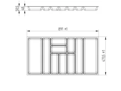SOTECH ORGA-BOX-3 Besteckeinsätze Tiefe 473 mm Höhe 50,5 mm Schubladeneinsätze Breite 891 mm< Besteckkästen