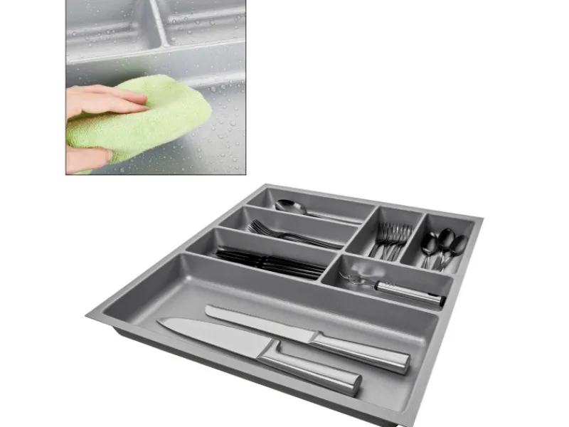SOTECH ORGA-BOX-2 Besteckeinsatz Tiefe 462 mm Höhe 50,5 mm Für Nobilia Küchen Canvas Struktur Breite 509 mm< Besteckkästen