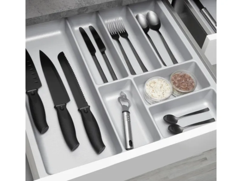 SOTECH ORGA-BOX-2 Besteckeinsatz Tiefe 462 mm Höhe 50,5 mm Für Nobilia Küchen Canvas Struktur Breite 509 mm< Besteckkästen