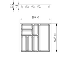 SOTECH ORGA-BOX-2 Besteckeinsatz Tiefe 462 mm Höhe 50,5 mm Für Nobilia Küchen Canvas Struktur Breite 509 mm< Besteckkästen