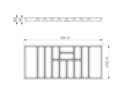 SOTECH ORGA-BOX-3 Besteckeinsätze Tiefe 473 mm Höhe 50,5 mm Schubladeneinsätze Breite 1091 mm< Besteckkästen