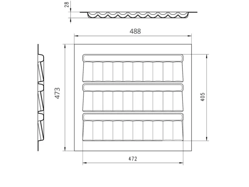 SOTECH ORGA-BOX Gewürzgläsereinsatz 488 x 473 x 28 mm Silbergrau Gewürzdoseneinsatz Für 60er Korpusbreite
