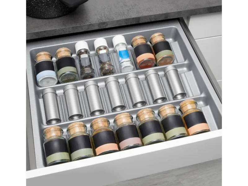 Discount SOTECH ORGA-BOX-3 Gewürzgläsereinsatz Tiefe 473 mm Höhe 50,5 mm Schubladeneinsätze Breite 491 mm Silbergrau