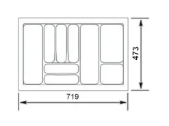 SOTECH Orga-Box I Besteckeinsatz Oriongrau 800 mm Höhe 55 mm Antirutschbeschichtung Für Blum Tandembox und ModernBox< Besteckkästen