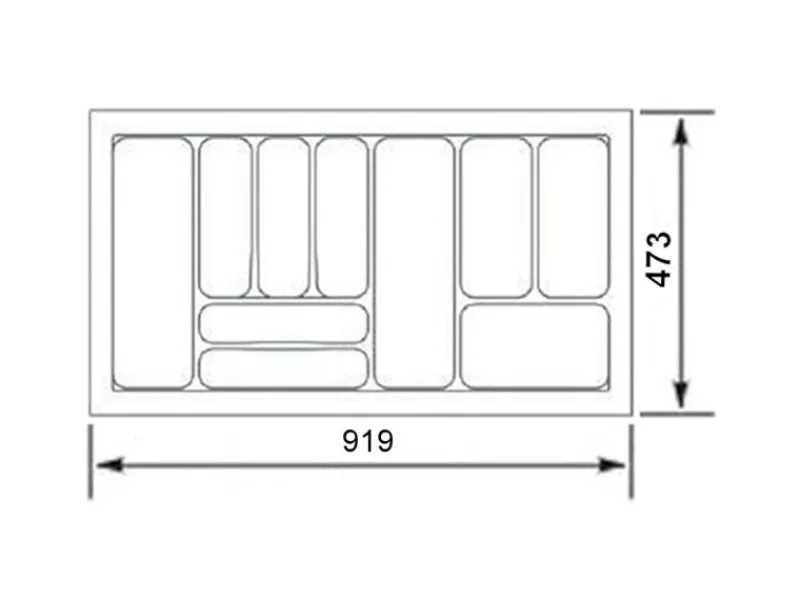 Discount SOTECH Orga-Box I Besteckeinsatz Silbergrau 1000 mm Höhe 55 mm Für Blum Tandembox und ModernBox